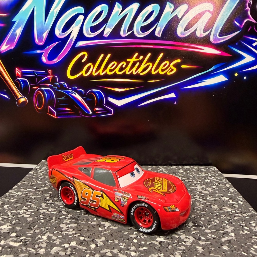 Disney Pixar Cars Lightning McQueen Rust-eze 95 Red Diecast Race Car Toy